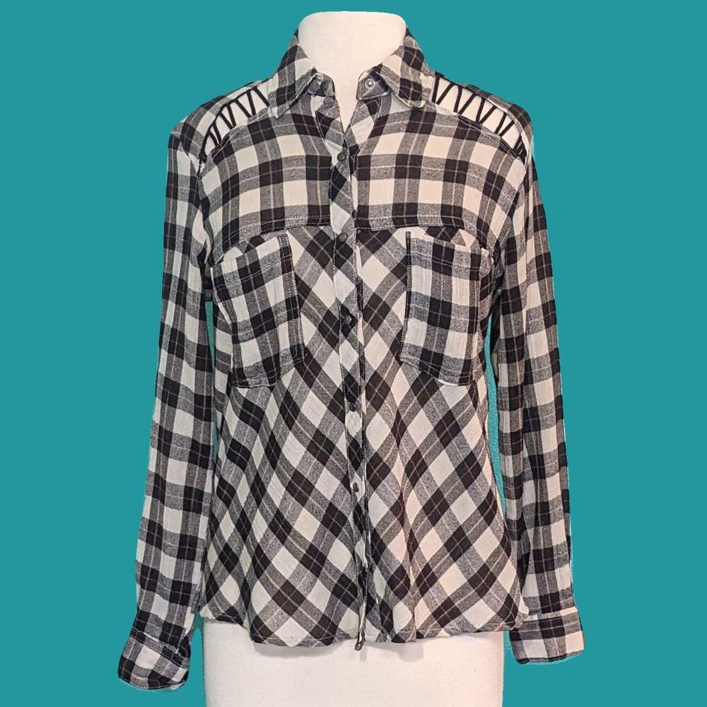 Free-people Women's Black and White Blouse